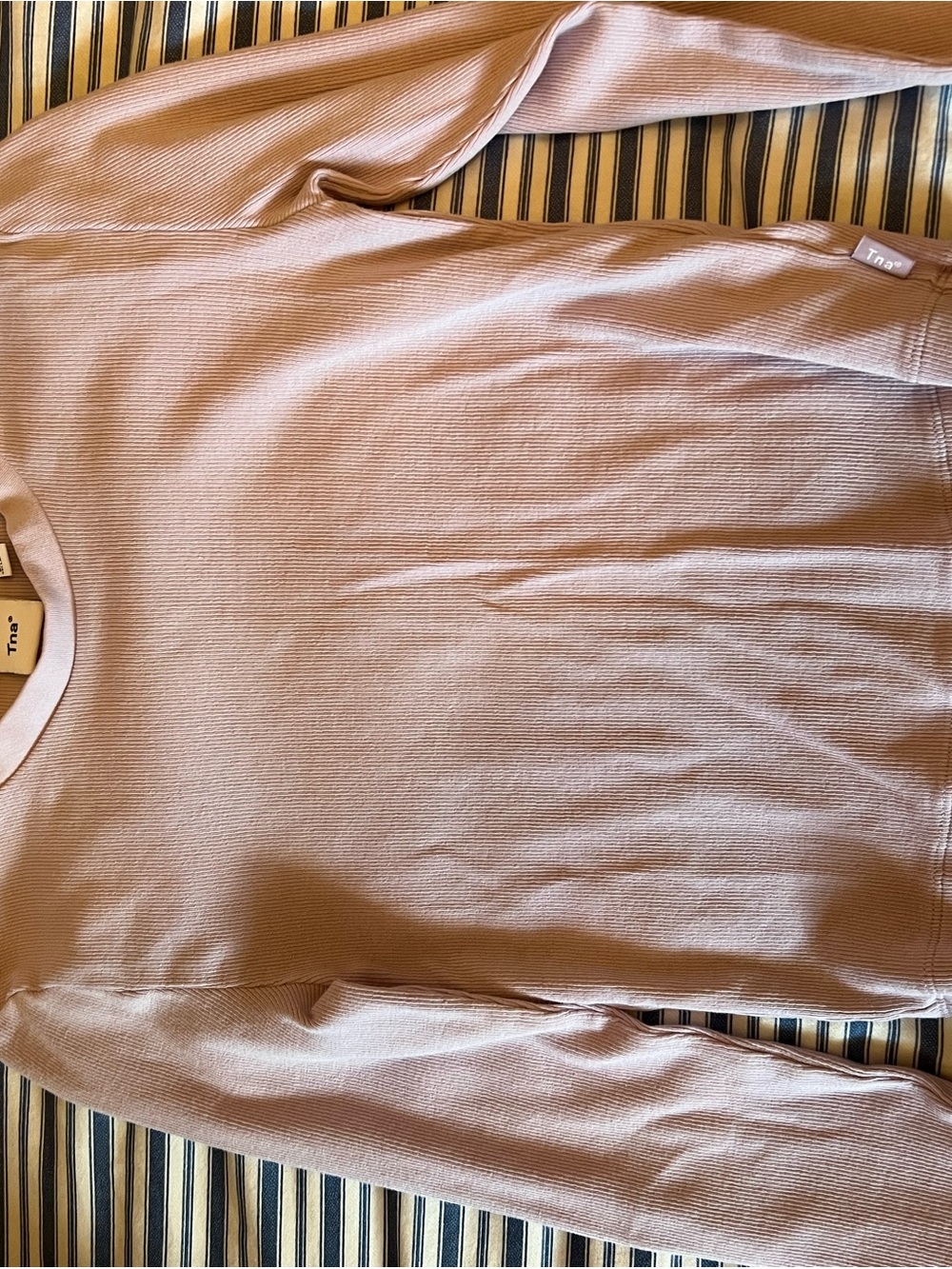 TNA Dusty Rose Long Sleeve Rib Shirt in XS